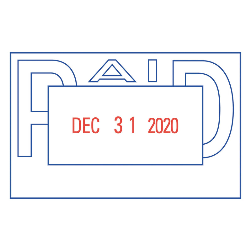 Xstamper VersaDater Message Dater, 2.13 x 1.31, PAID, Blue/Red