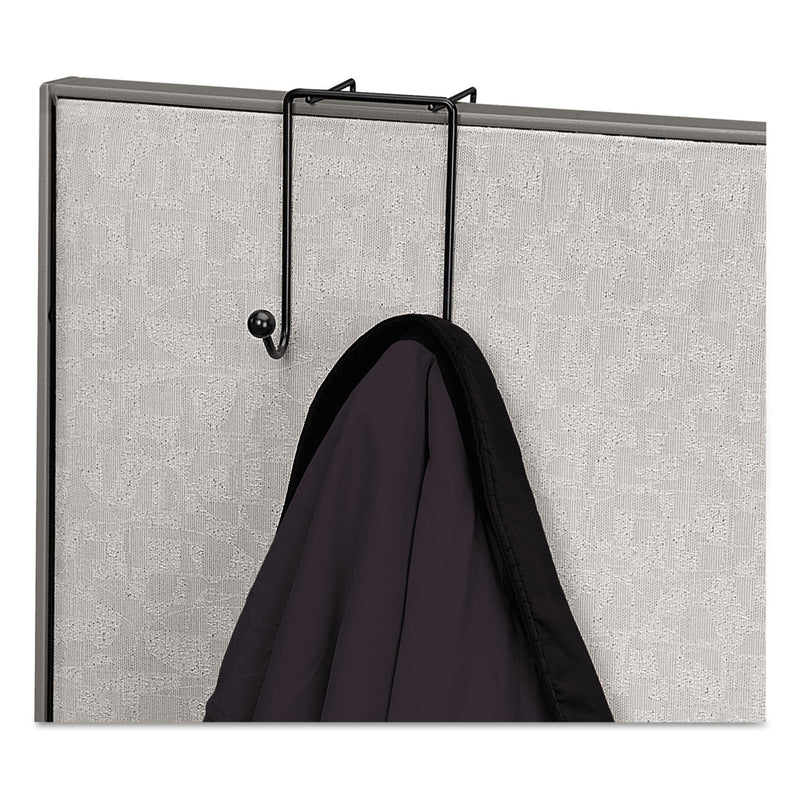 Fellowes Partition Additions Wire Double-Garment Hook, 4 x 5.13 x 6, Over-the Panel Mount,  Black