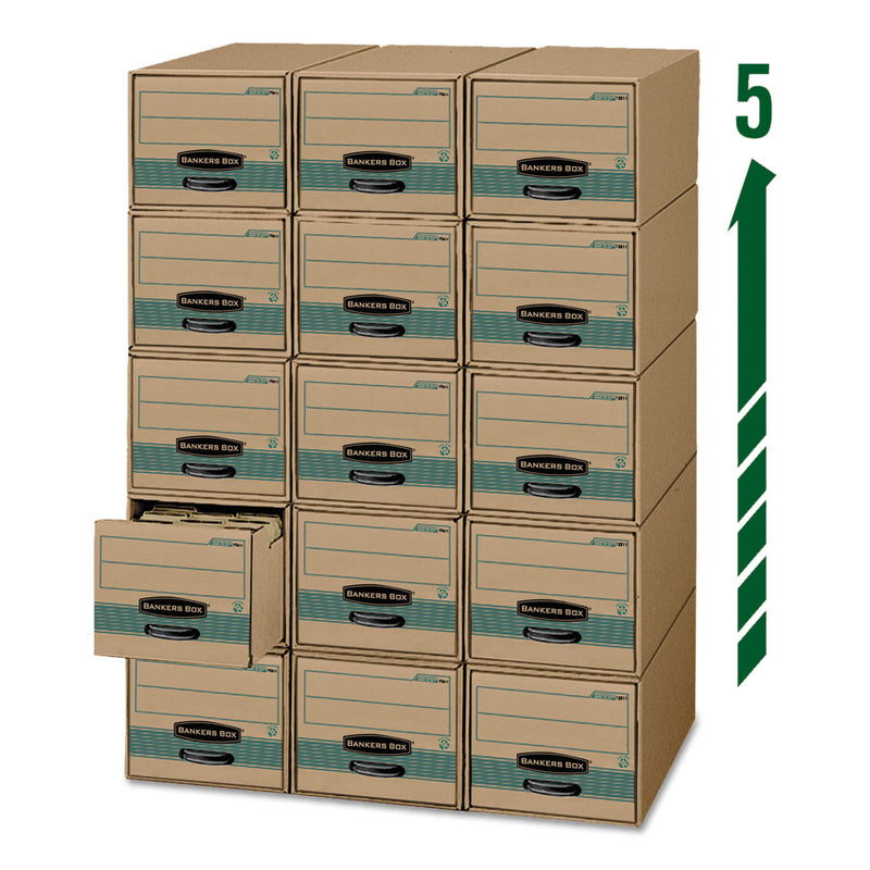 Bankers Box STOR/DRAWER STEEL PLUS Extra Space-Savings Storage Drawers, Legal Files, 16.75" x 25.5" x 11.5", Kraft/Green, 6/Carton