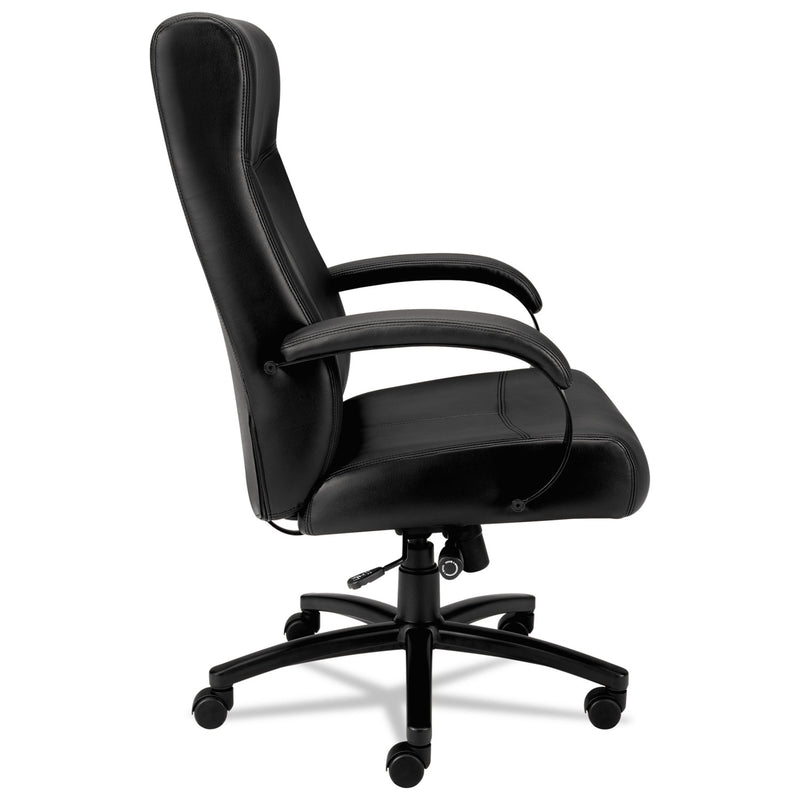 HON Validate Big and Tall Leather Chair, Supports Up to 450 lb, 18.75" to 21.5" Seat Height, Black