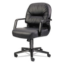 HON Pillow-Soft 2090 Series Leather Managerial Mid-Back Swivel/Tilt Chair, Supports 300 lb, 16.75" to 21.25" Seat Height, Black