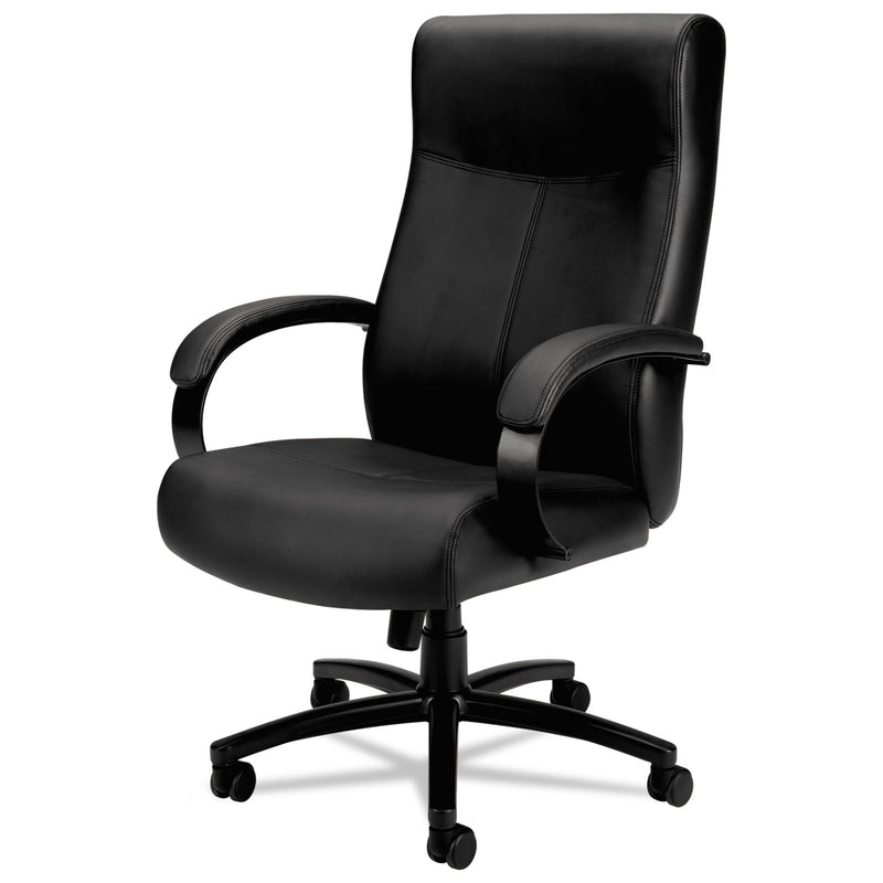 HON Validate Big and Tall Leather Chair, Supports Up to 450 lb, 18.75" to 21.5" Seat Height, Black