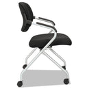 HON HVL303 Nesting Arm Chair, Supports Up to 250 lb, Black Seat/Back, Silver Base