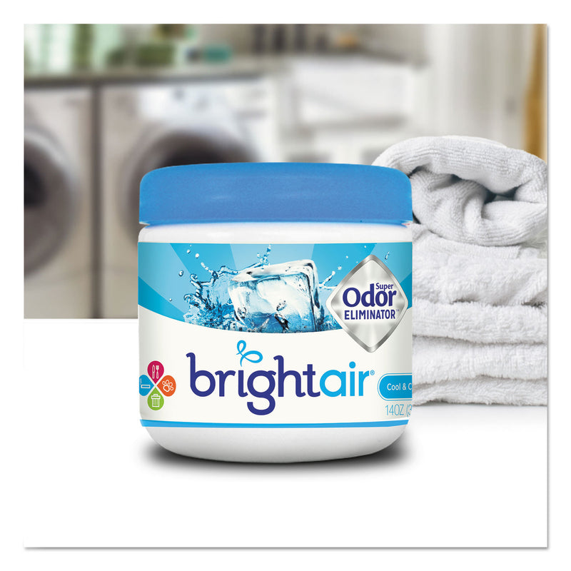 BRIGHT Air Super Odor Eliminator, Cool and Clean, Blue, 14 oz Jar, 6/Carton