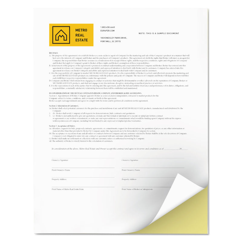 xerox Vitality Multipurpose Carbonless 2-Part Paper, 8.5 x 11, Canary/White, 5,000/Carton