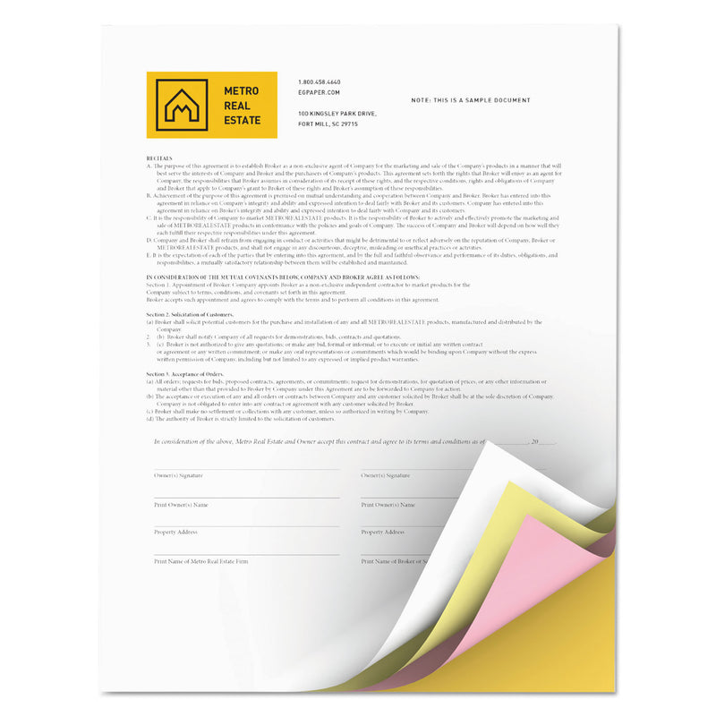 xerox Revolution Carbonless 4-Part Paper, 8.5 x 11, White/Canary/Pink/Goldenrod, 5,000/Carton