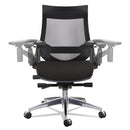Alera EB-W Series Pivot Arm Multifunction Mesh Chair, Supports 275 lb, 18.62" to 22.32" Seat, Black Seat/Back, Aluminum Base
