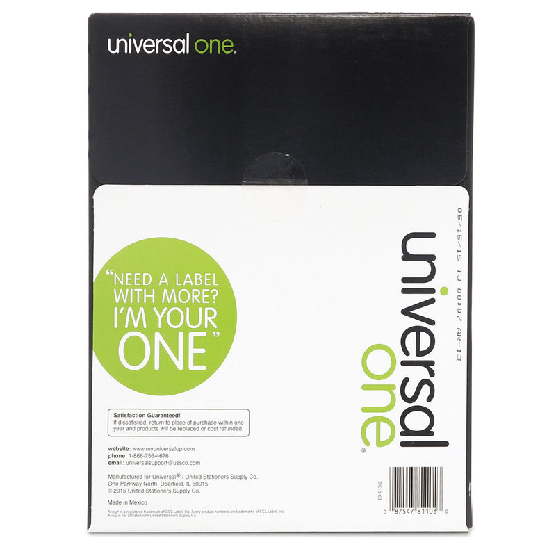 Universal Deluxe Clear Labels, Inkjet/Laser Printers, 1 x 2.63, Clear, 30/Sheet, 50 Sheets/Box