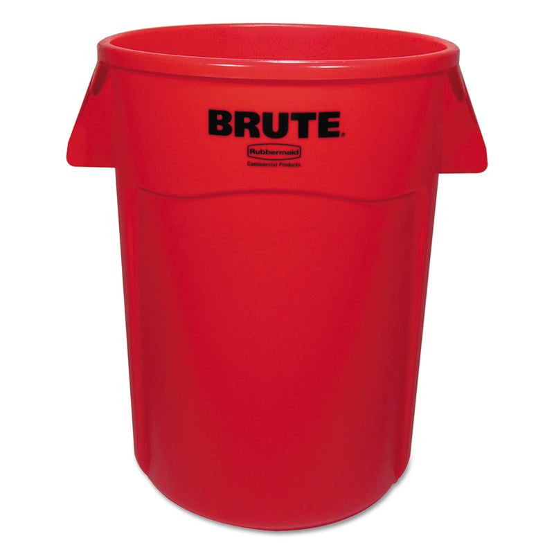 Rubbermaid Brute Vented Trash Receptacle, Round, 44 gal, Red