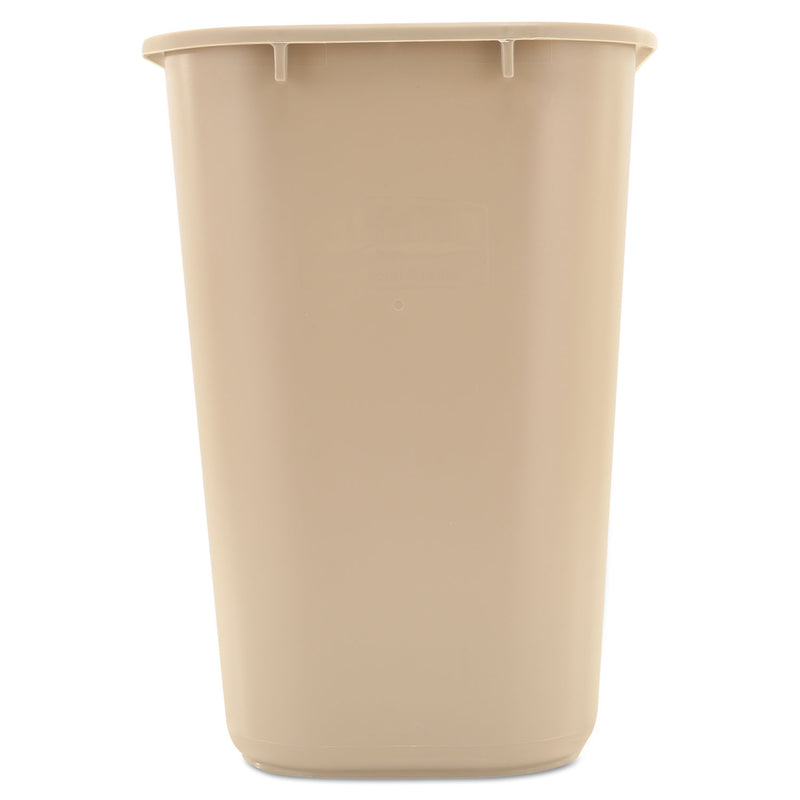 Rubbermaid Deskside Plastic Wastebasket, Rectangular, 7 gal, Beige