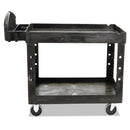 Rubbermaid Heavy-Duty Utility Cart with Lipped Shelves, Plastic, 2 Shelves, 500 lb Capacity, 25.9" x 45.2" x 32.2", Black
