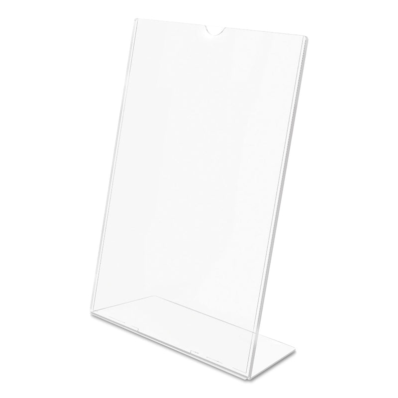 deflecto Superior Image Slanted Sign Holder, Portrait, 8.5 x 11 Insert, Clear