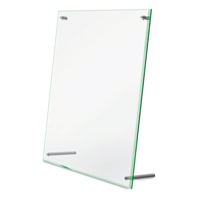 deflecto Superior Image Beveled Edge Sign Holder, Letter Insert, Clear/Green-Tinted Edges
