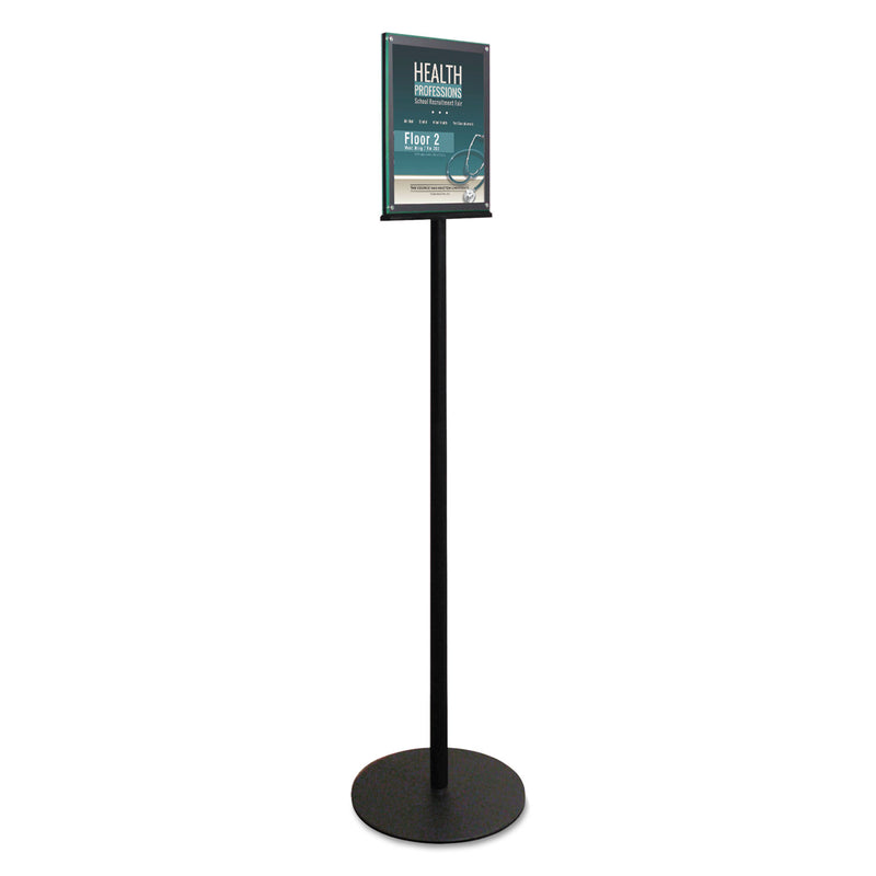 deflecto Double-Sided Magnetic Sign Display, 8.5 x 11 Insert, 56" Tall, Clear/Black