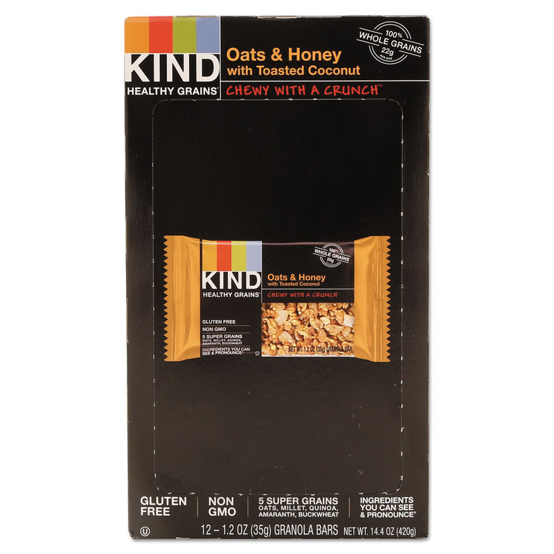 KIND Healthy Grains Bar, Oats and Honey with Toasted Coconut, 1.2 oz, 12/Box