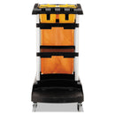 Rubbermaid High Capacity Cleaning Cart, Plastic, 4 Shelves, 2 Bins, 21.75" x 49.75" x 38.38", Black