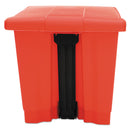 Rubbermaid Indoor Utility Step-On Waste Container, Square, Plastic, 8 gal, Red