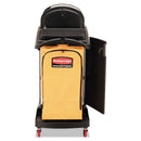 Rubbermaid High-Security Healthcare Cleaning Cart, Metal, 4 Shelves, 1 Bin, 22" x 48.25" x 53.5", Black