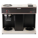 BUNN Pour-O-Matic Three-Burner Pour-Over Coffee Brewer, 12-Cup, Stainless Steel, Black