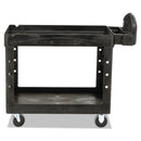 Rubbermaid Heavy-Duty Utility Cart with Lipped Shelves, Plastic, 2 Shelves, 500 lb Capacity, 25.9" x 45.2" x 32.2", Black