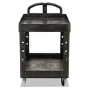Rubbermaid Heavy-Duty Utility Cart with Lipped Shelves, Plastic, 2 Shelves, 500 lb Capacity, 25.9" x 45.2" x 32.2", Black