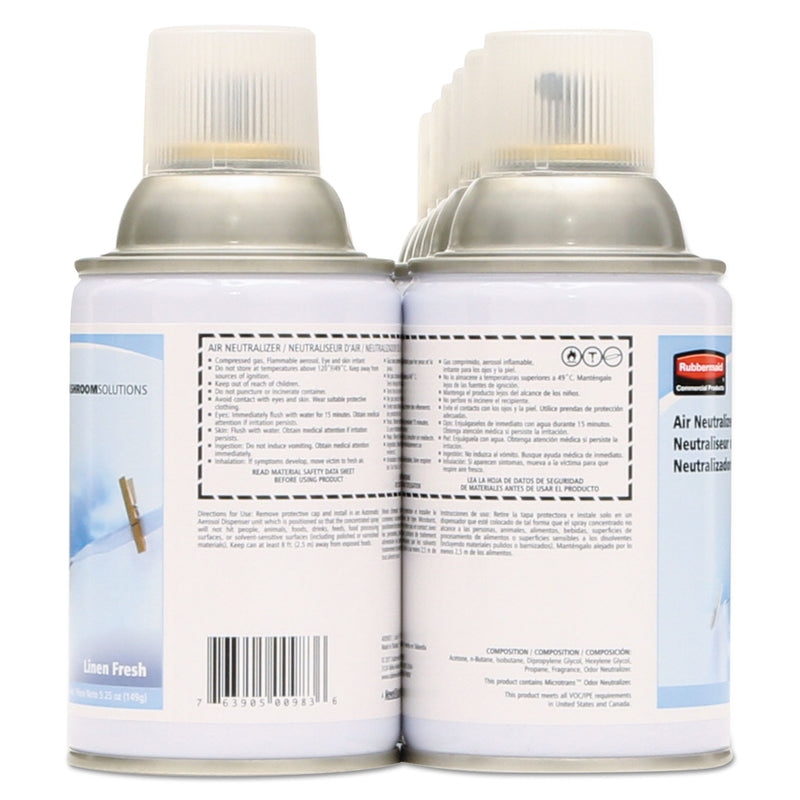 Rubbermaid TC Standard Aerosol Refill, Linen Fresh, 6 oz Aerosol Spray, 12/Carton
