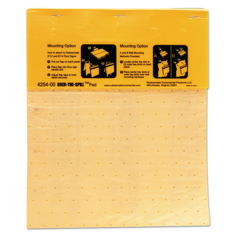 Rubbermaid Over-The-Spill Pad Tablet, 12 oz, 16.5 x 14, 22/Pack