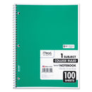 Mead Spiral Notebook, 3-Hole Punched, 1 Subject, Medium/College Rule, Randomly Assorted Covers, 11 x 8, 100 Sheets