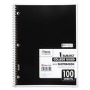 Mead Spiral Notebook, 3-Hole Punched, 1 Subject, Medium/College Rule, Randomly Assorted Covers, 11 x 8, 100 Sheets