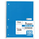 Mead Spiral Notebook, 3-Hole Punched, 1 Subject, Wide/Legal Rule, Randomly Assorted Covers, 10.5 x 7.5, 100 Sheets