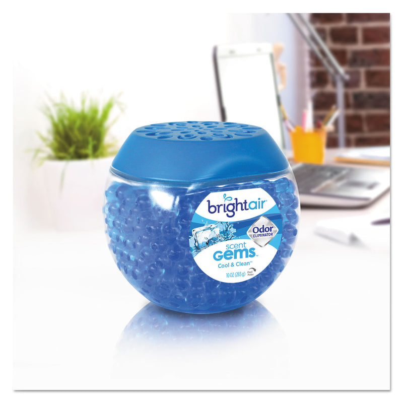 BRIGHT Air Scent Gems Odor Eliminator, Cool and Clean, Blue, 10 oz Jar