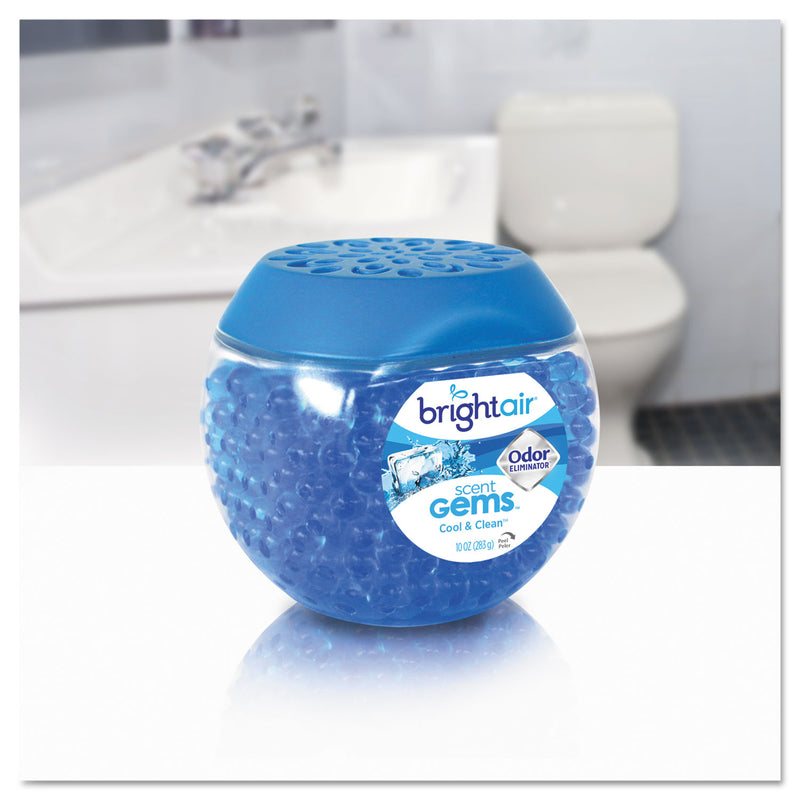 BRIGHT Air Scent Gems Odor Eliminator, Cool and Clean, Blue, 10 oz Jar, 6/Carton