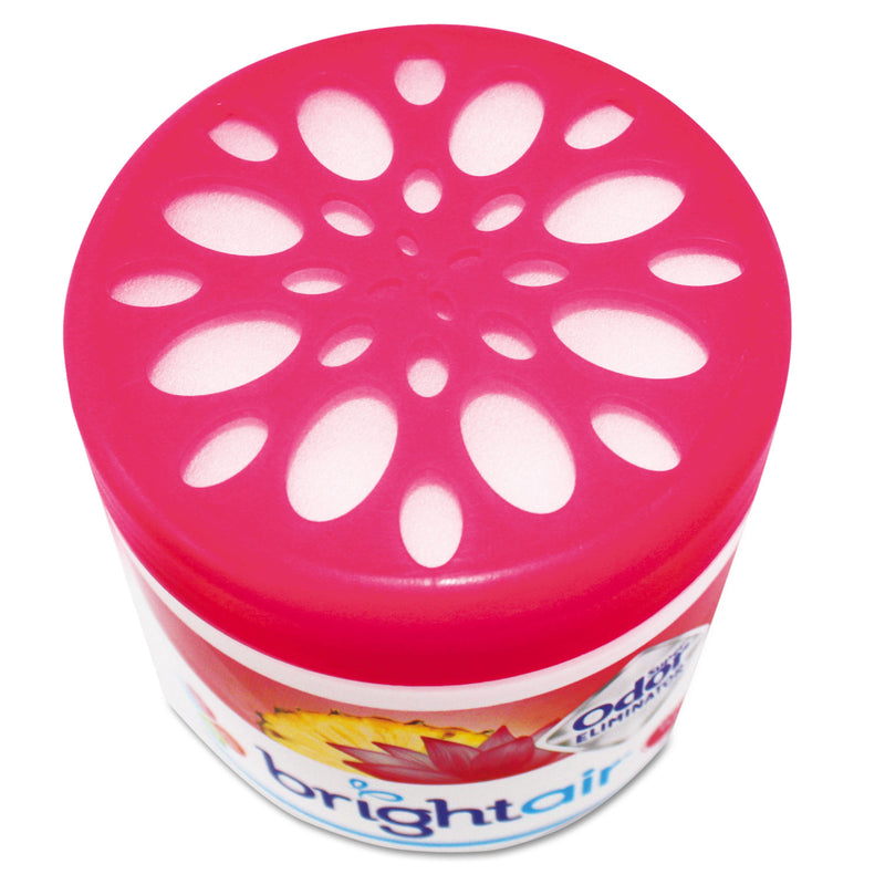 BRIGHT Air Super Odor Eliminator, Island Nectar and Pineapple, Pink, 14 oz Jar, 6/Carton