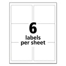 Avery White Shipping Labels-Bulk Packs, Inkjet/Laser Printers, 3.33 x 4, White, 6/Sheet, 250 Sheets/Box