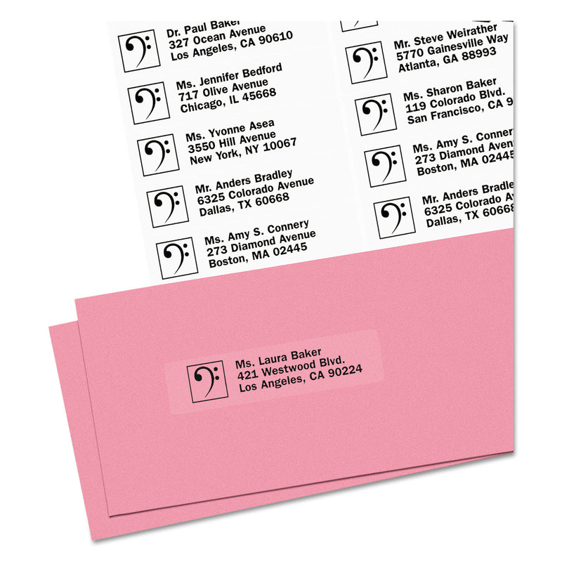 Avery Matte Clear Easy Peel Mailing Labels w/ Sure Feed Technology, Laser Printers, 1 x 4, Clear, 20/Sheet, 50 Sheets/Box
