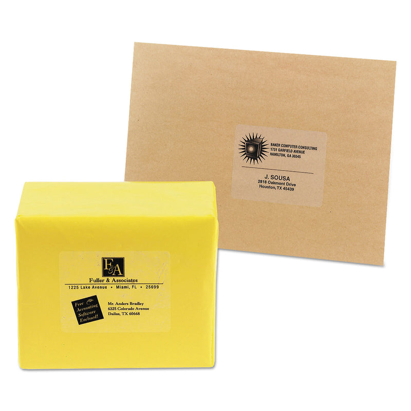 Avery Matte Clear Easy Peel Mailing Labels w/ Sure Feed Technology, Laser Printers, 3.33 x 4, Clear, 6/Sheet, 50 Sheets/Box