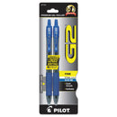 Pilot G2 Premium Gel Pen, Retractable, Fine 0.7 mm, Blue Ink, Smoke Barrel, 2/Pack
