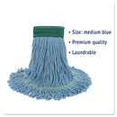 Boardwalk Super Loop Wet Mop Head, Cotton/Synthetic Fiber, 5" Headband, Medium Size, Blue