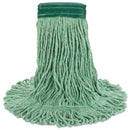 Boardwalk Super Loop Wet Mop Head, Cotton/Synthetic Fiber, 5" Headband, Medium Size, Green, 12/Carton