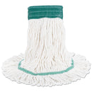 Boardwalk Super Loop Wet Mop Head, Cotton/Synthetic Fiber, 5" Headband, Medium Size, White, 12/Carton