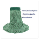 Boardwalk Super Loop Wet Mop Head, Cotton/Synthetic Fiber, 5" Headband, Medium Size, Green