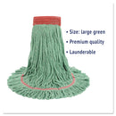 Boardwalk Super Loop Wet Mop Head, Cotton/Synthetic Fiber, 5" Headband, Large Size, Green, 12/Carton