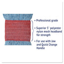 Boardwalk Super Loop Wet Mop Head, Cotton/Synthetic Fiber, 5" Headband, Large Size, Blue, 12/Carton
