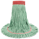 Boardwalk Super Loop Wet Mop Head, Cotton/Synthetic Fiber, 5" Headband, Large Size, Green, 12/Carton