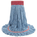 Boardwalk Super Loop Wet Mop Head, Cotton/Synthetic Fiber, 5" Headband, Large Size, Blue, 12/Carton
