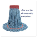 Boardwalk Super Loop Wet Mop Head, Cotton/Synthetic Fiber, 5" Headband, Large Size, Blue, 12/Carton