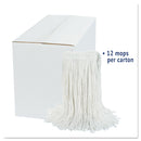 Boardwalk Cut-End Wet Mop Head, Rayon, No. 24, White, 12/Carton
