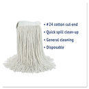 Boardwalk Cut-End Wet Mop Head, Cotton, No. 24, White