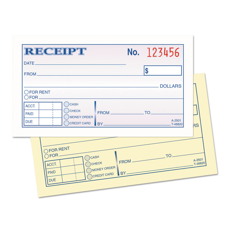 TOPS Money and Rent Receipt Books, Two-Part Carbonless, 2.75 x 4.78, 1/Page, 250 Forms