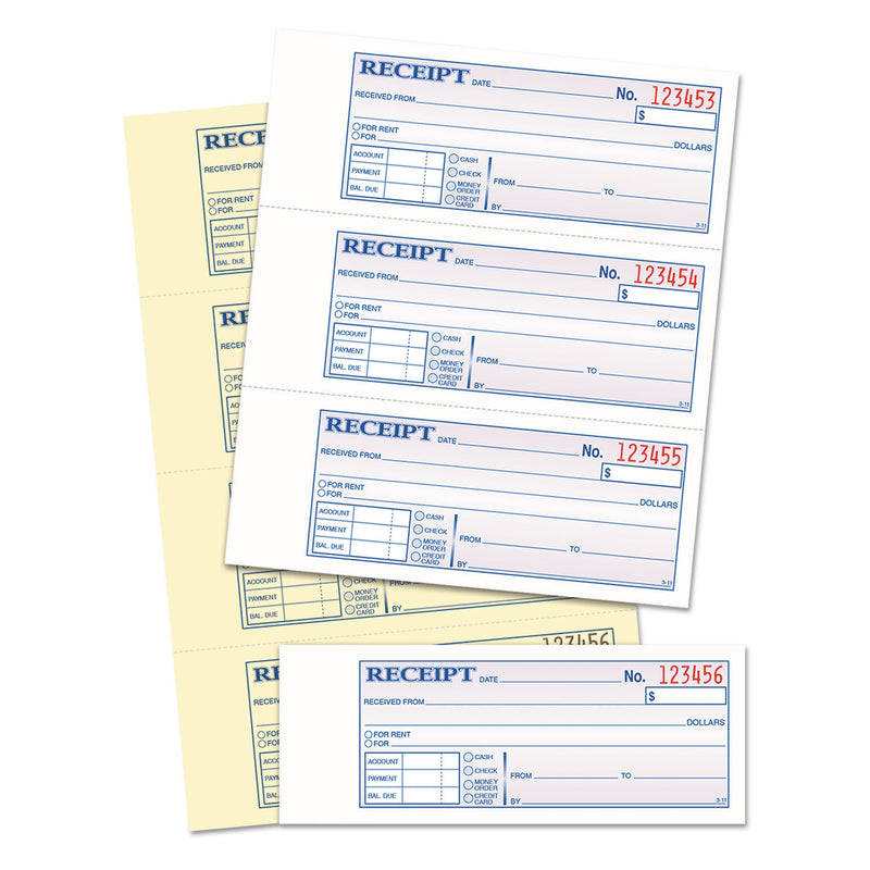 TOPS Money and Rent Receipt Books, Two-Part Carbonless, 2.75 x 7.13, 4/Page, 200 Forms